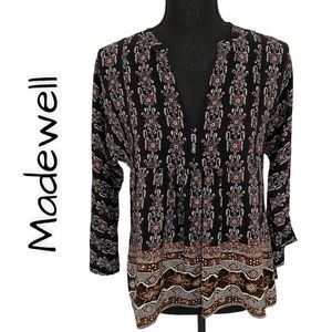 NWT MADEWELL Silk Boho Blouse, Size XXS